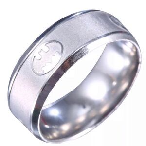 Mens stainless steel band ring Batman size 9
